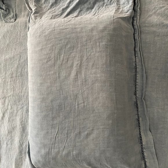 Anthropologie Embroidered Linen King Blend Shams, Set of 2 - Picture 3 of 4